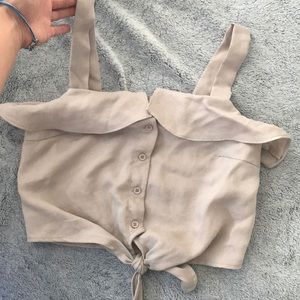 Tan button up crop